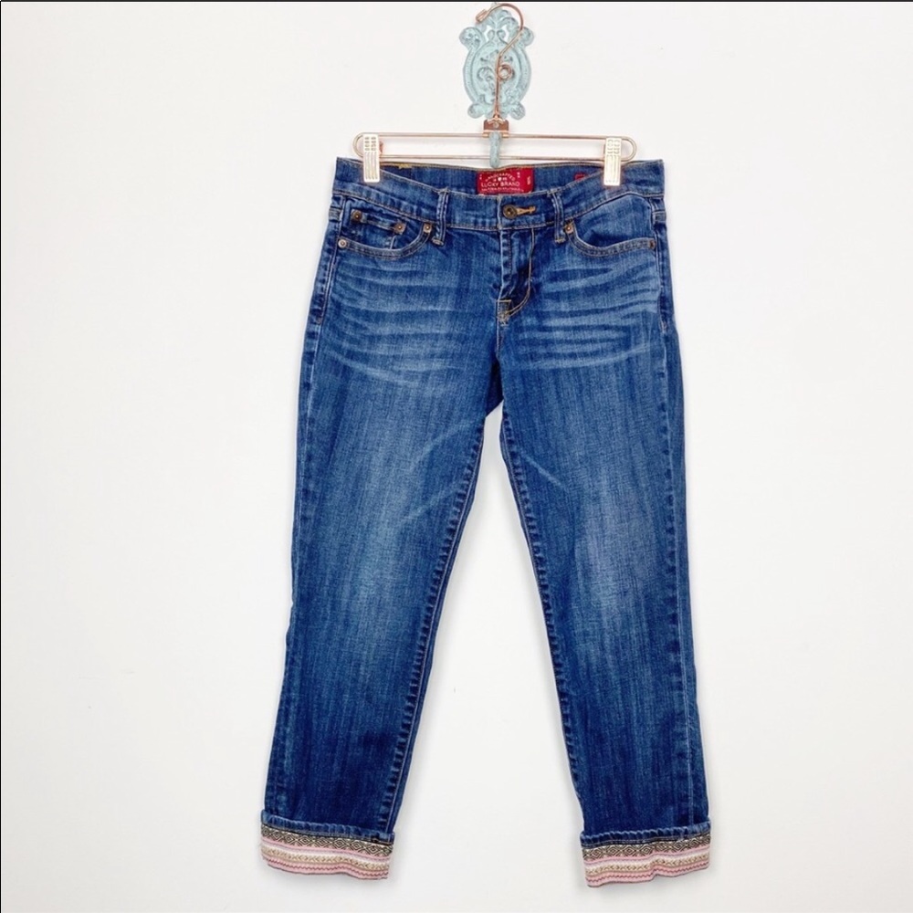 Lucky Brand ribbon trimmed Sweet Crop Jeans 0/25
